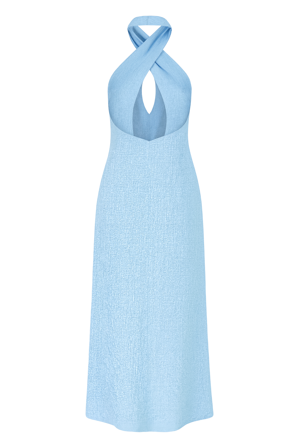 Crisscross Halter Maxi Dress - Light Blue - back