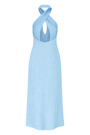 Crisscross Halter Maxi Dress - Light Blue - back