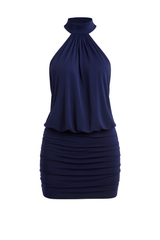 Chic Halter Mini Dress - Navy