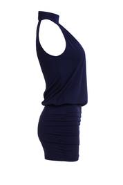 Chic Halter Mini Dress - Navy - side