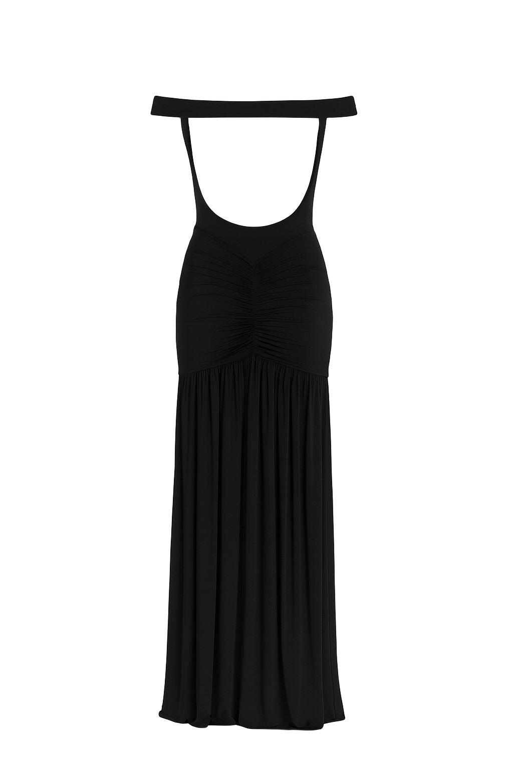 Draped Sweetheart Maxi Dress - Black - back