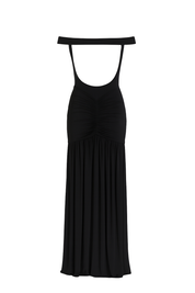 Draped Sweetheart Maxi Dress - Black - back