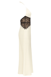Plunge Lace Halter Dress - Cream - side