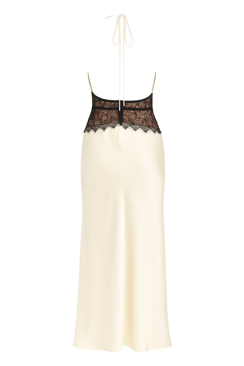 Plunge Lace Halter Dress - Cream - back
