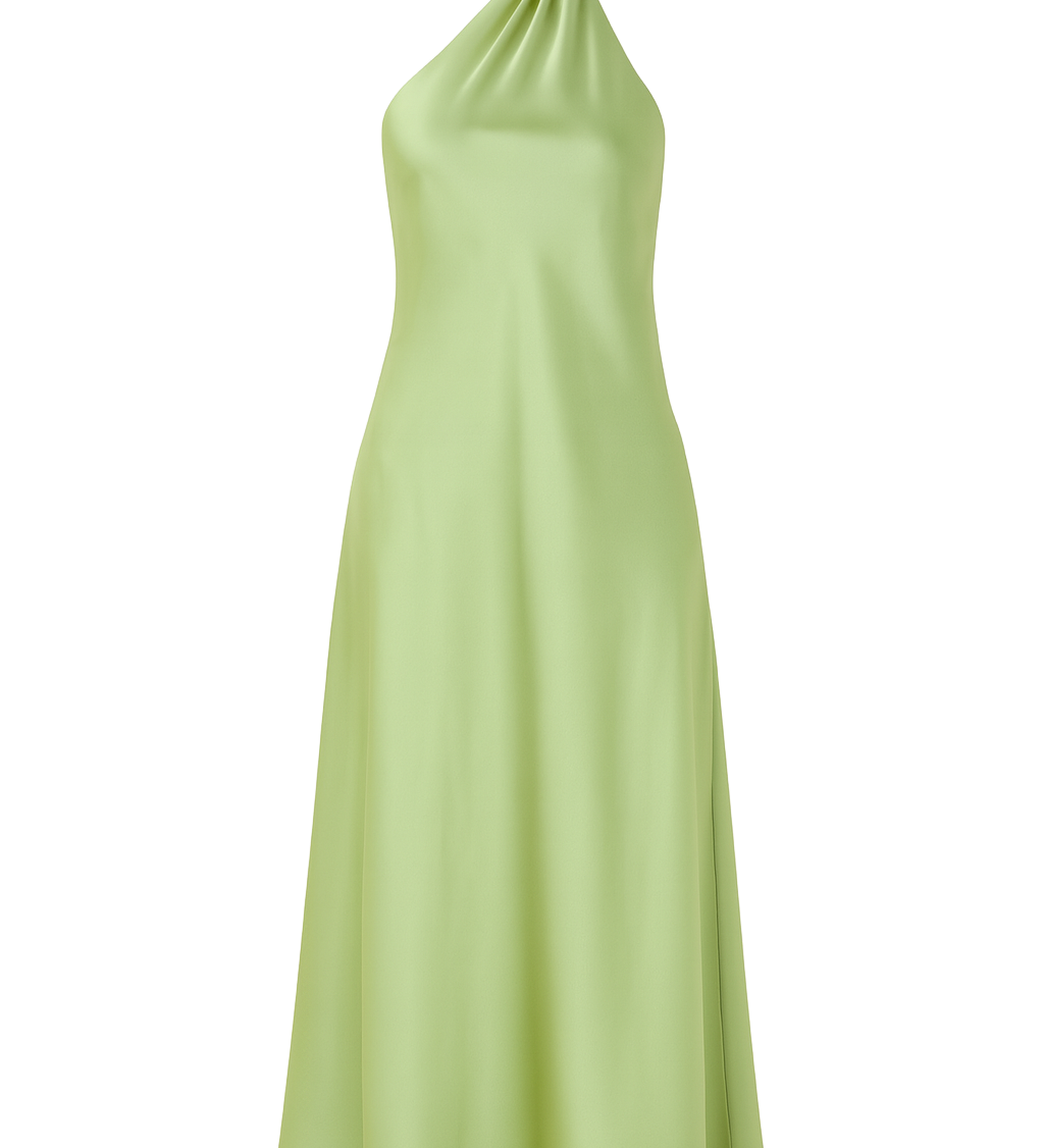 Twist Neck Halter Dress - Sage Green - front