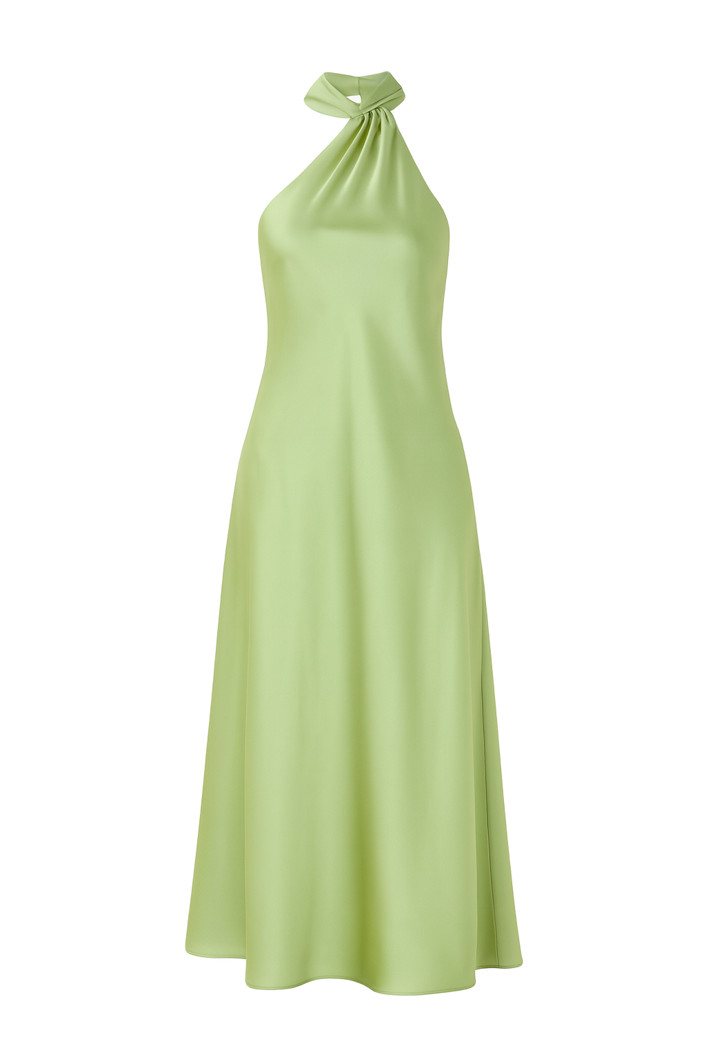 Twist Neck Halter Dress - Sage Green - front