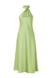Twist Neck Halter Dress - Sage Green - front