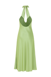 Twist Neck Halter Dress - Sage Green - back