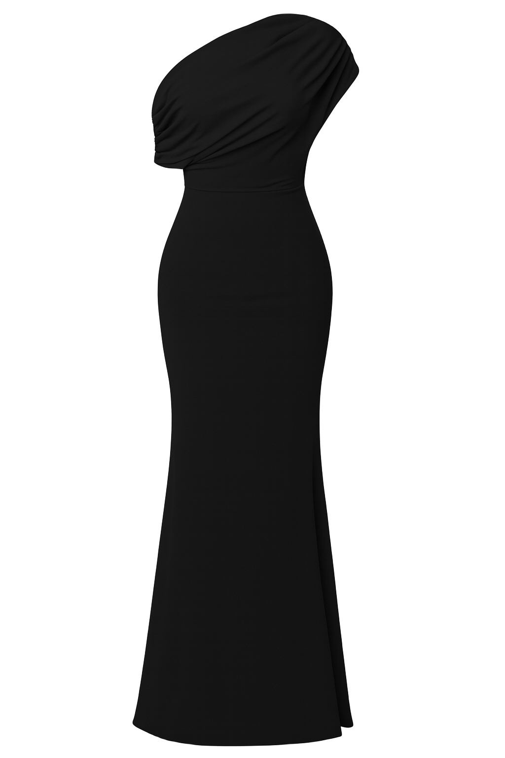 Dramatic Asymmetrical Maxi - Black - front