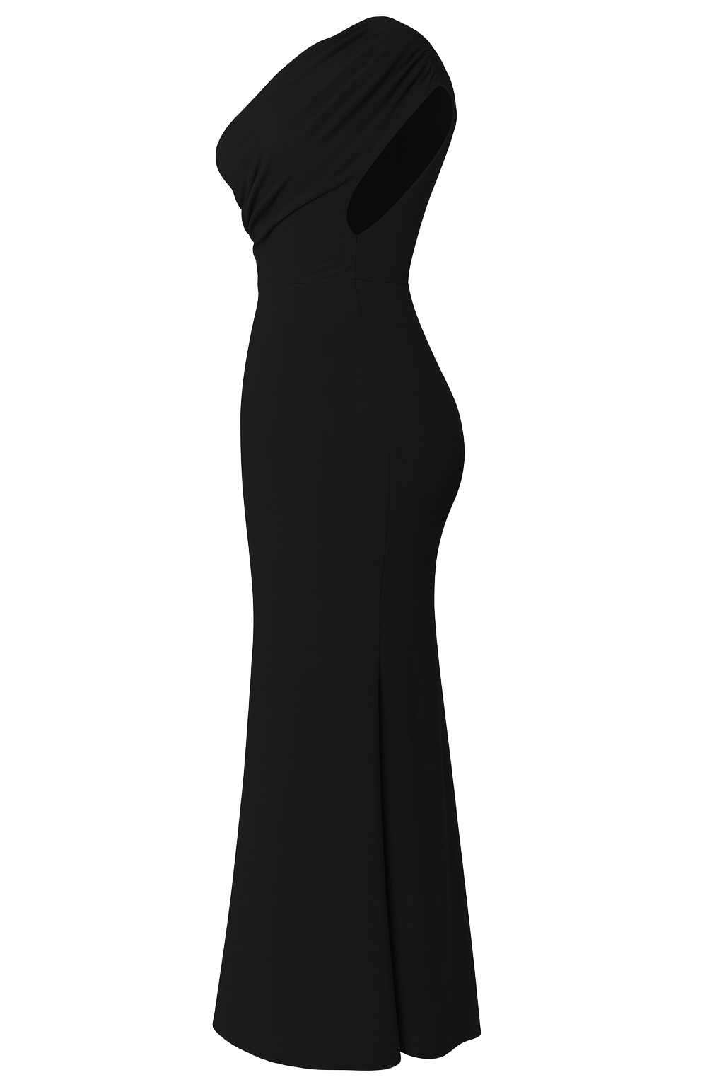 Dramatic Asymmetrical Maxi - Black - side
