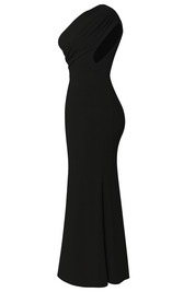 Dramatic Asymmetrical Maxi - Black - side