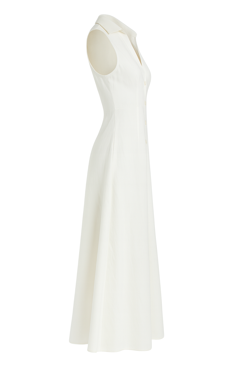 Button Front Maxi Dress - White - side