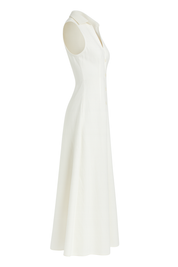Button Front Maxi Dress - White - side