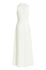 Button Front Maxi Dress - White - back