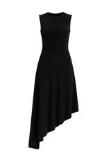 Asymmetrical Midi Dress - Black