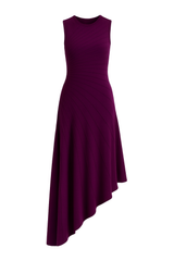 Asymmetrical Midi Dress - Purple