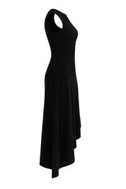 Asymmetrical Midi Dress - Black - side
