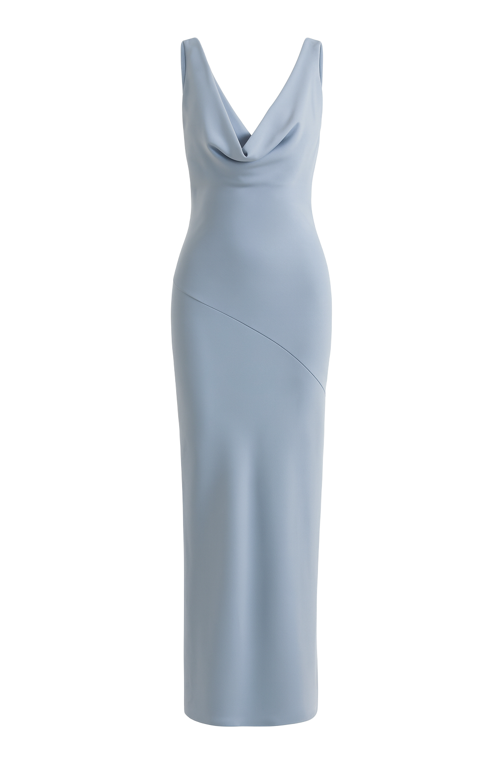 Draped Cowl Maxi Dress - Light Blue - front
