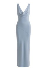 Draped Cowl Maxi Dress - Light Blue