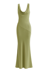 Draped Cowl Maxi Dress - Olive
