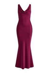 Draped Cowl Maxi Dress - Berry
