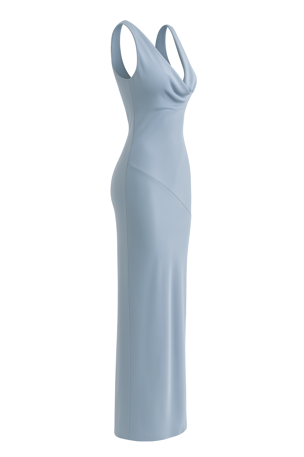 Draped Cowl Maxi Dress - Light Blue - side