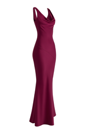 Draped Cowl Maxi Dress - Berry - side
