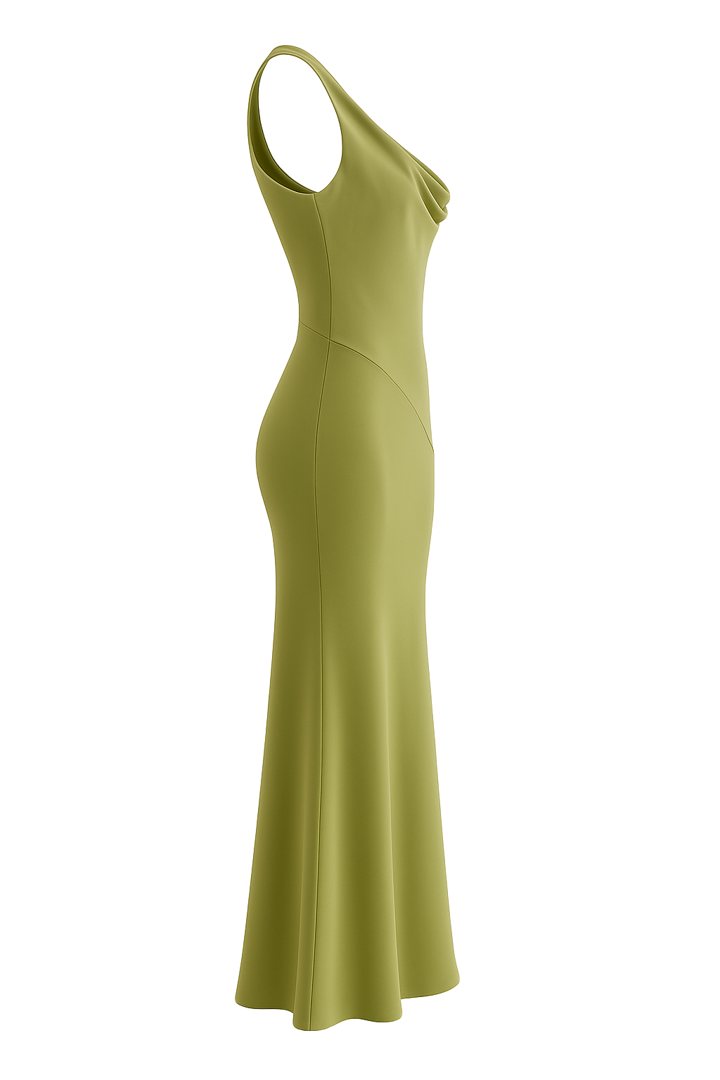 Draped Cowl Maxi Dress - Olive - side