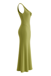 Draped Cowl Maxi Dress - Olive - side