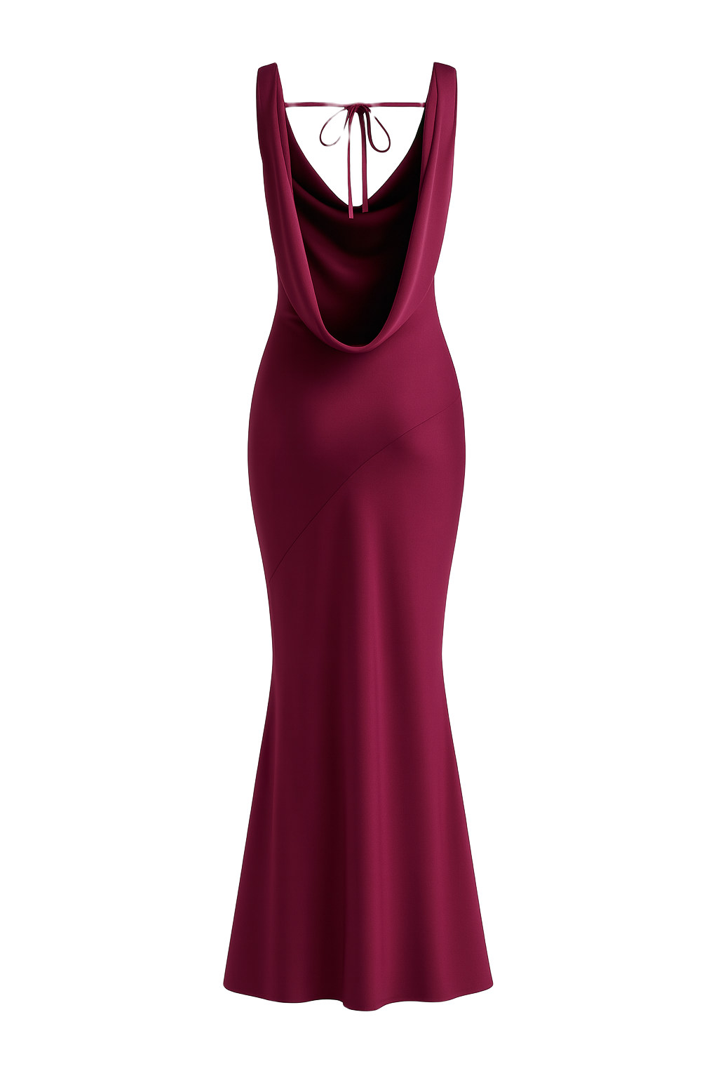 Draped Cowl Maxi Dress - Berry - back