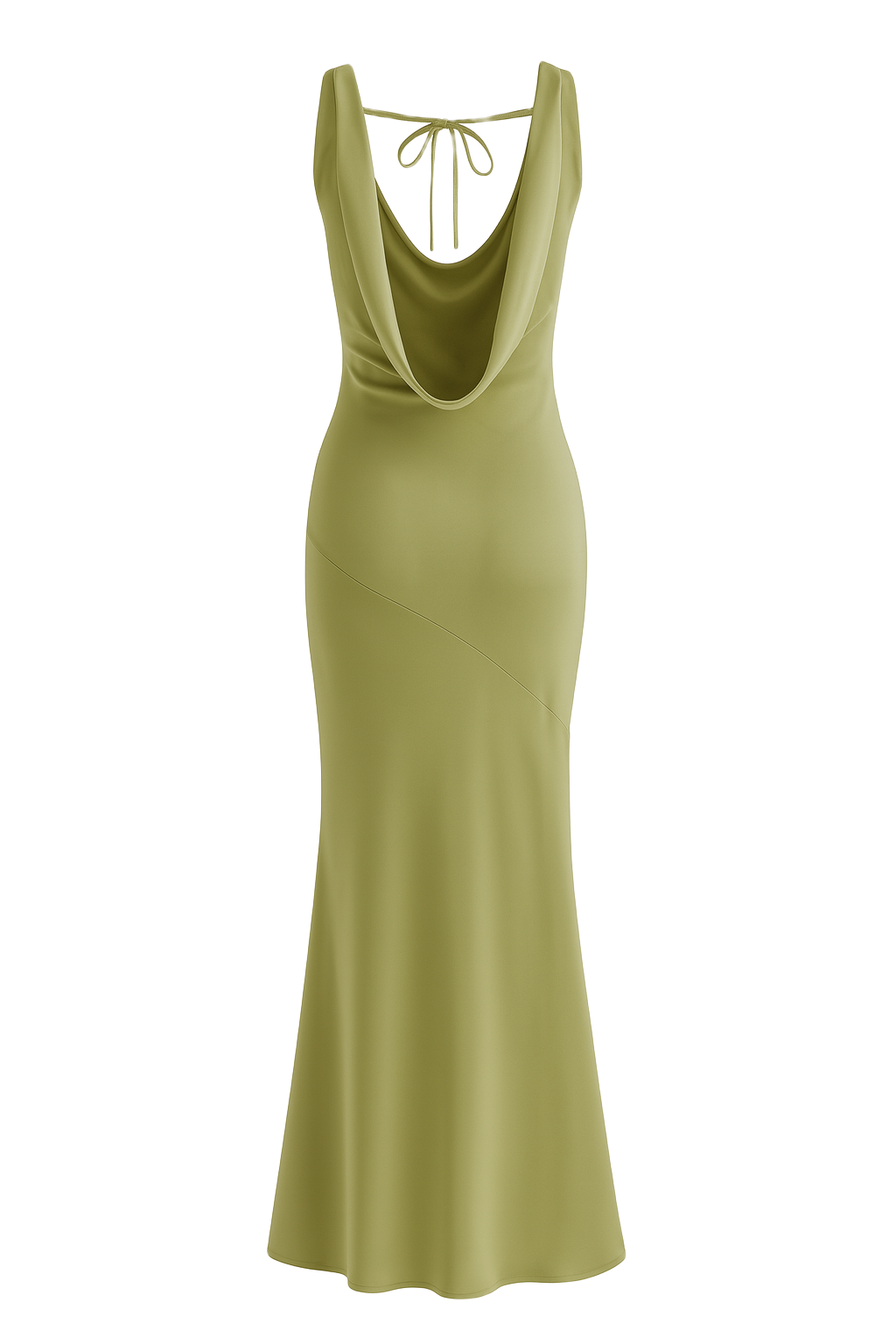 Draped Cowl Maxi Dress - Olive - back