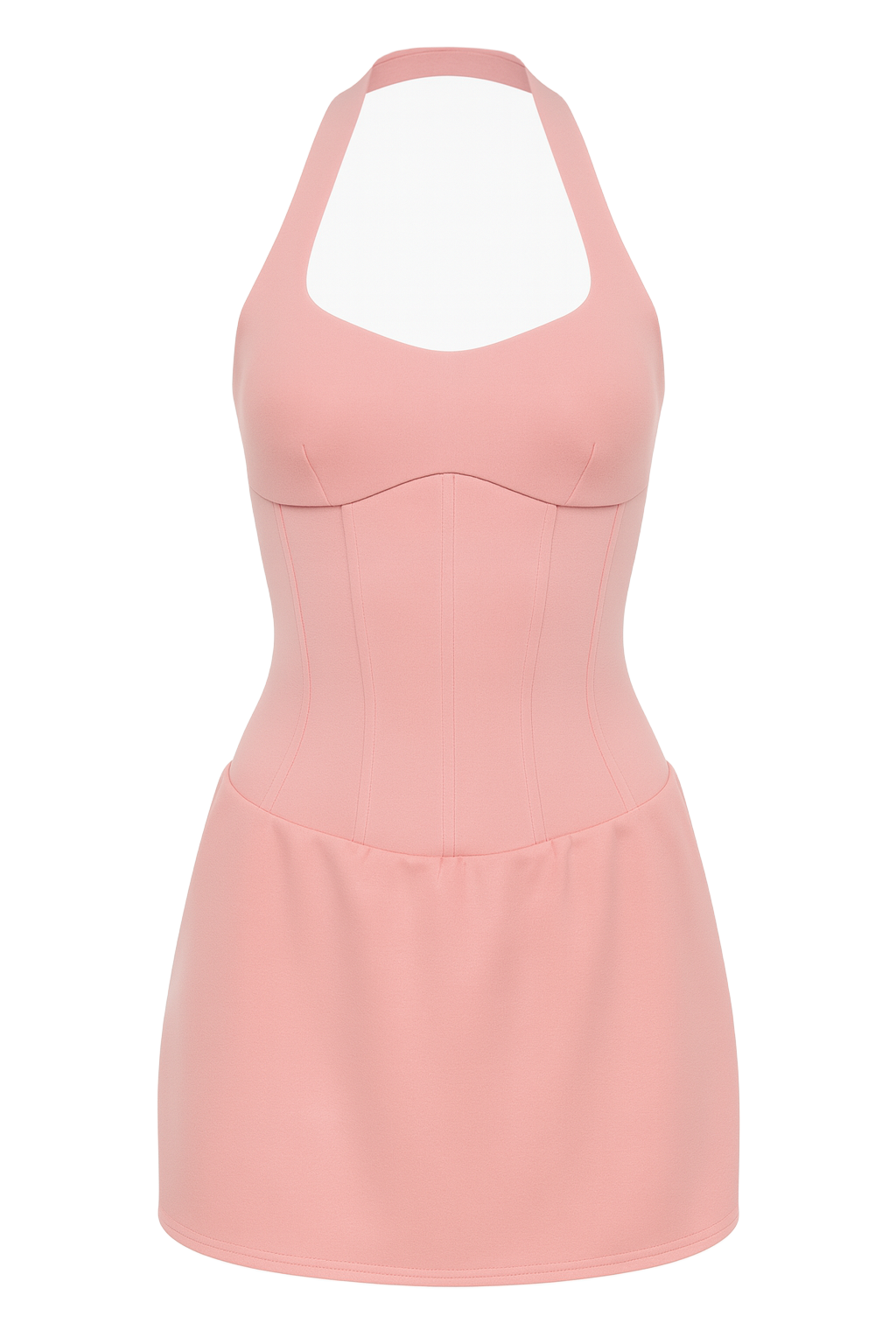 Halter Corset Mini Dress - Blush Pink - front