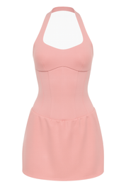 Halter Corset Mini Dress - Blush Pink - front