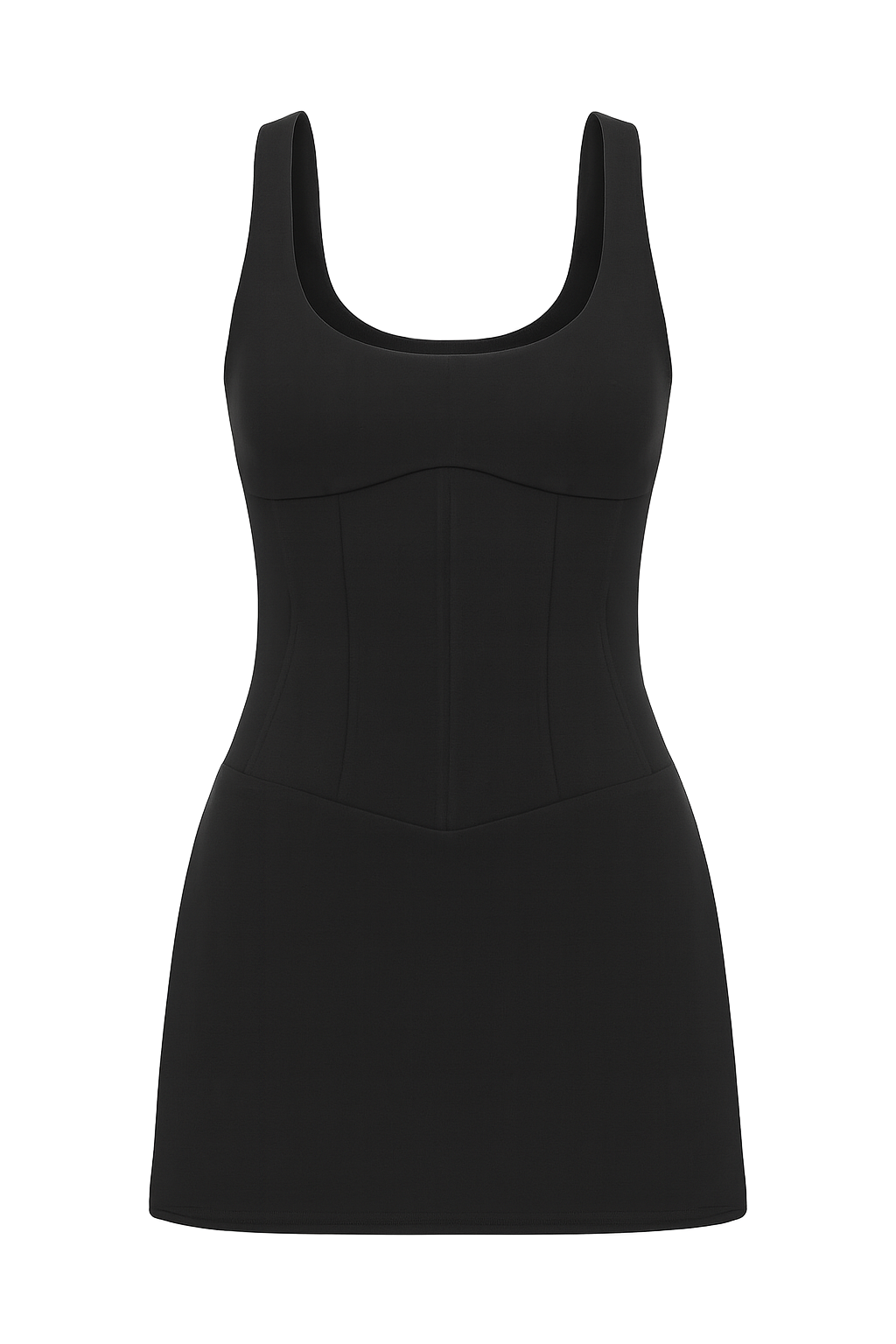 Halter Corset Mini Dress - Black - front