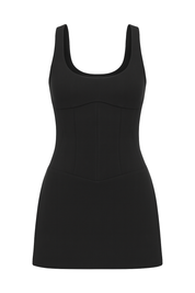 Halter Corset Mini Dress - Black - front