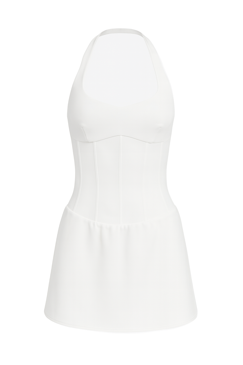 Halter Corset Mini Dress - White - front