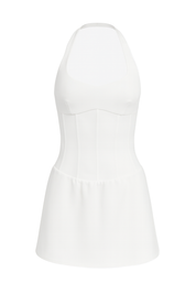 Halter Corset Mini Dress - White - front