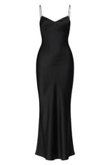 Slinky Spaghetti Slip Dress - Black