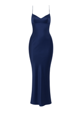 Slinky Spaghetti Slip Dress - Navy Blue