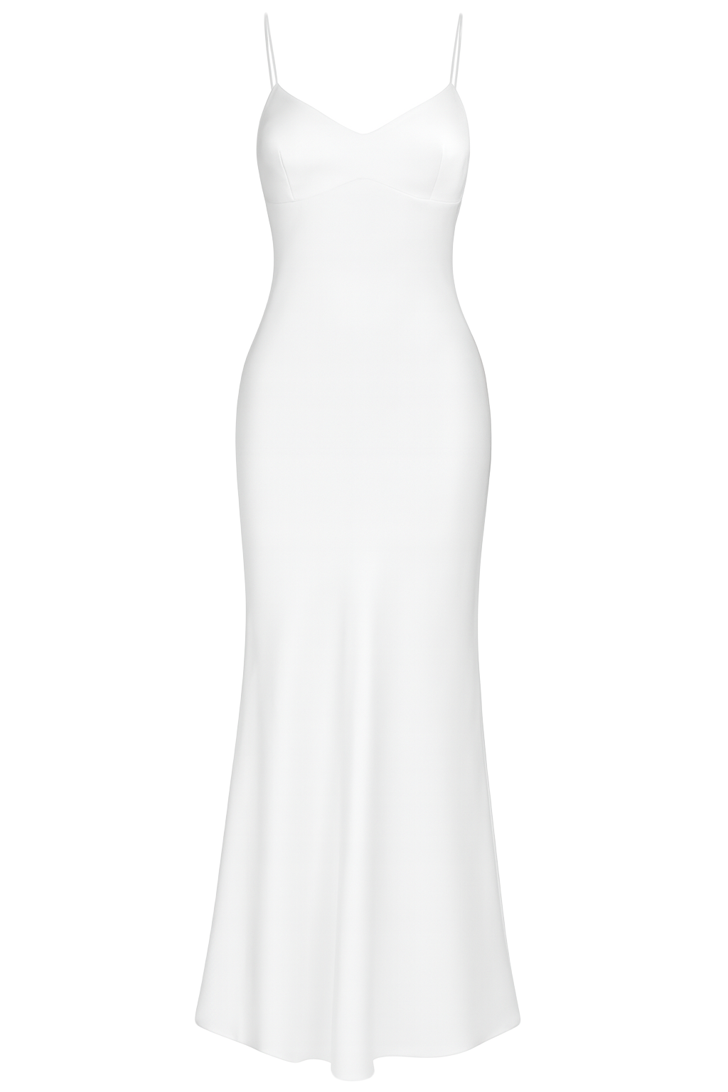 Slinky Spaghetti Slip Dress - White - front