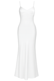 Slinky Spaghetti Slip Dress - White - front