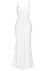 Slinky Spaghetti Slip Dress - White