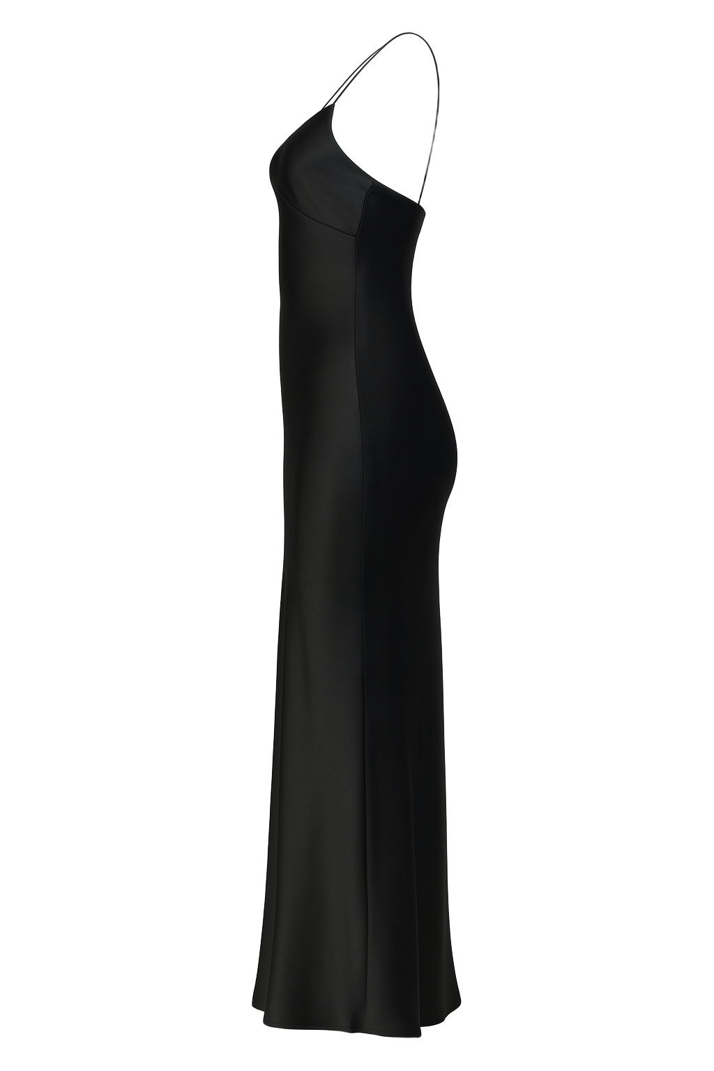 Slinky Spaghetti Slip Dress - Black - side