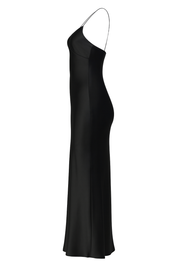 Slinky Spaghetti Slip Dress - Black - side