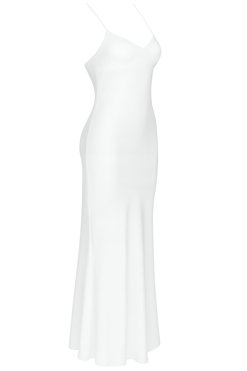 Slinky Spaghetti Slip Dress - White - side