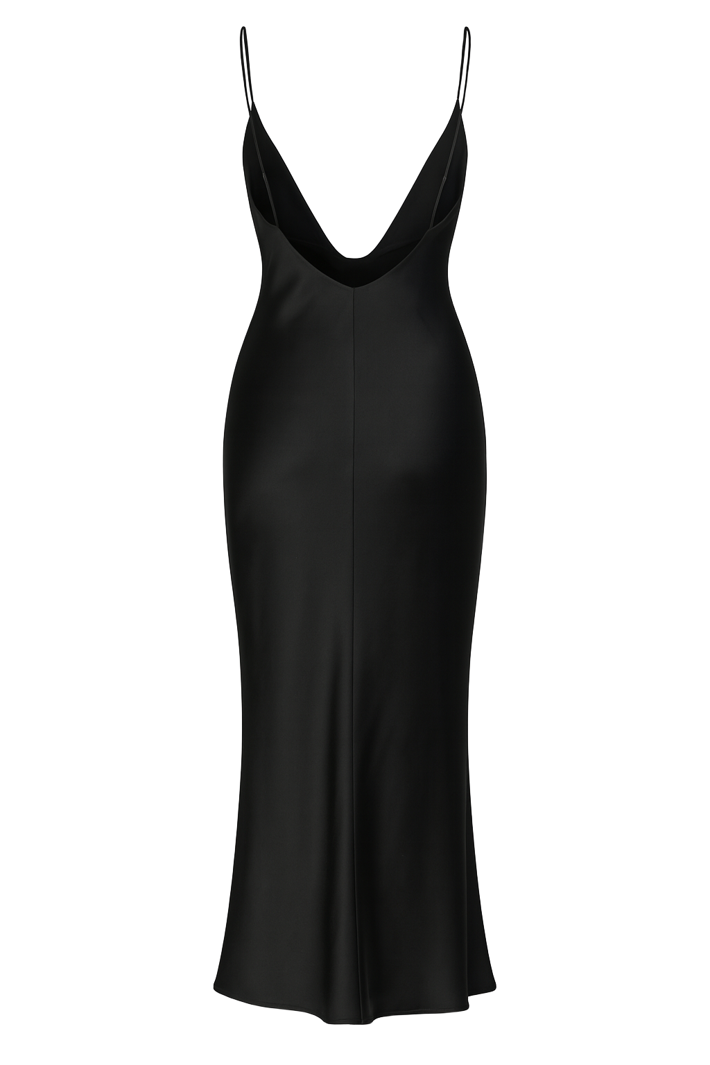 Slinky Spaghetti Slip Dress - Black - back