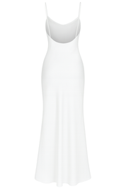 Slinky Spaghetti Slip Dress - White - back