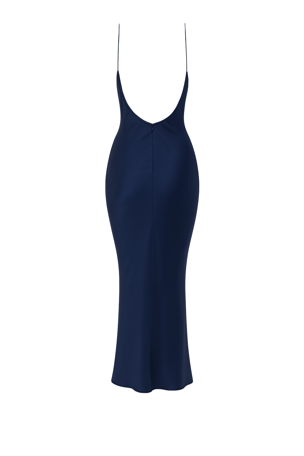Slinky Spaghetti Slip Dress - Navy Blue - back