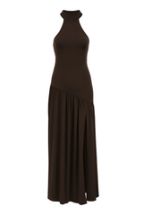 Asymmetrical Cutout Dress - Chocolate Brown