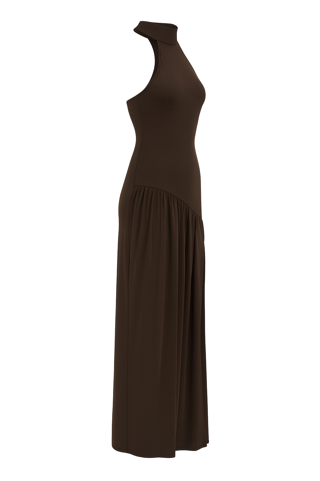 Asymmetrical Cutout Dress - Chocolate Brown - side